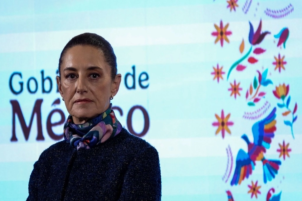 La presidenta Claudia Sheinbaum, ayer, durante su conferencia de prensa desde Palacio Nacional. Foto Cuartoscuro 