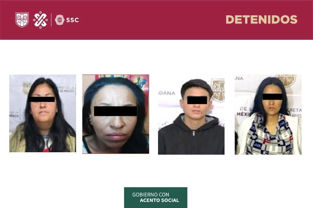 Cuatro presuntos integrantes de un grupo delictivo dedicado al narcomenudeo fueron detenidos en la alcaldía Iztapalapa. Foto  SSC CDMX
