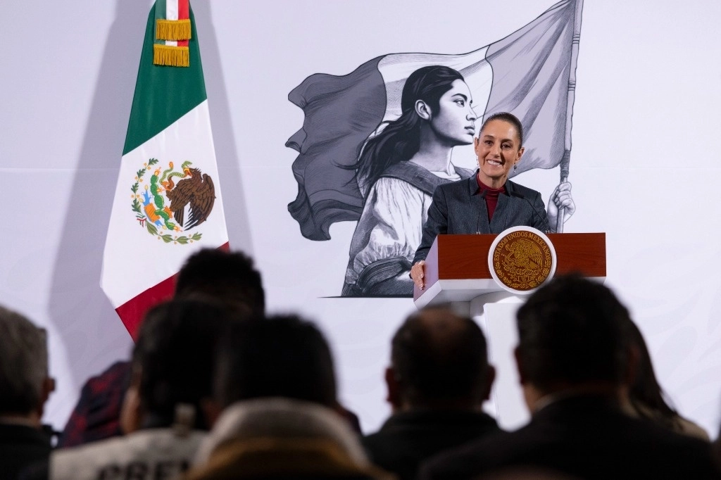 La presidenta Claudia Sheinbaum durante la mañanera del pueblo desde Palacio Nacional, el 29 de enero de 2025. Foto cortesía Presidencia

