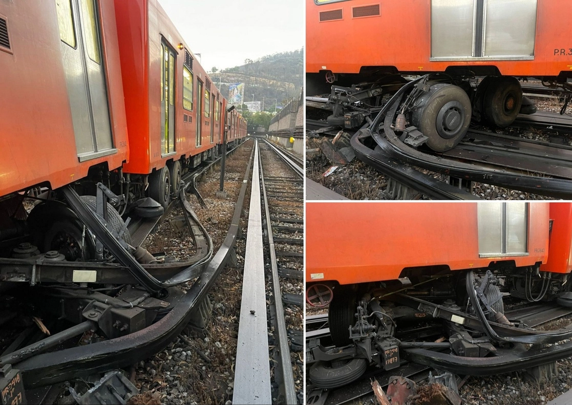 Descarriló un vagón del Metro en los talleres de Ticomán, correspondiente a la Línea 3, el 30 de marzo de 2023. Foto Cuartoscuro