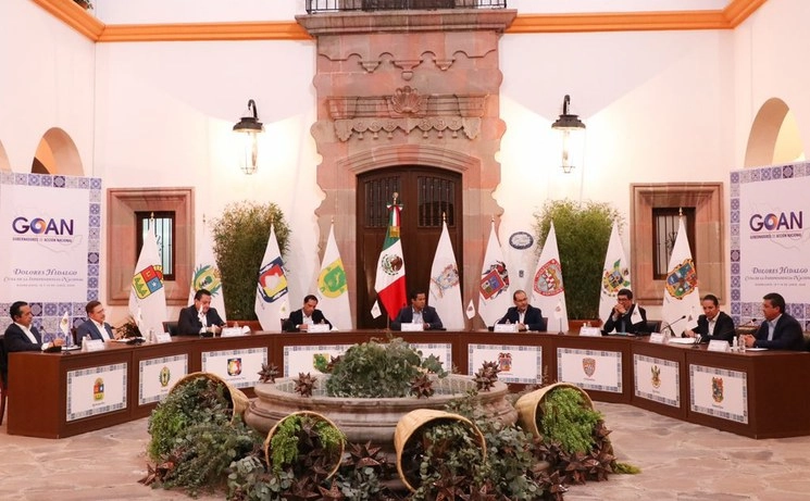 Gobernadores emanados del PAN durante la presentación conjunta de un posicionamiento frente al gobierno federal en el contexto de la crisis derivada de la pandemia. Foto tomada del Twitter de @GOAN_MX