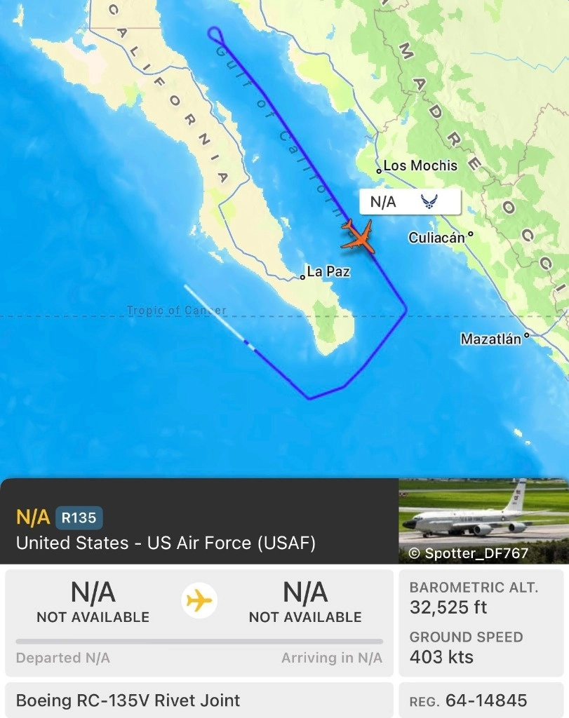 La información del vuelo de la presunta aeronave estadounidense fue difundida por el periodista estadunidense Nick Sortor. Imagen tomada de la cuenta de X @nicksortor