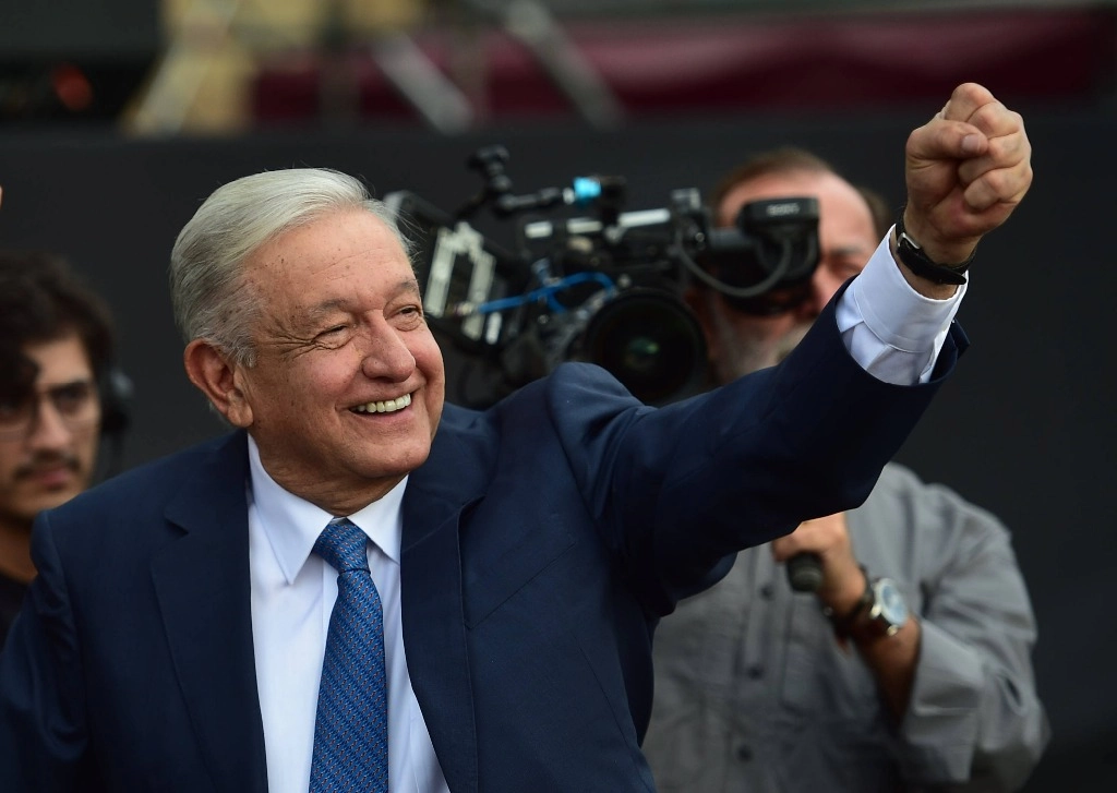 El presidente Andrés Manuel López Obrador  durante el “Quinto Aniversario del Triunfo Democrático del Pueblo de México. Foto Presidencia