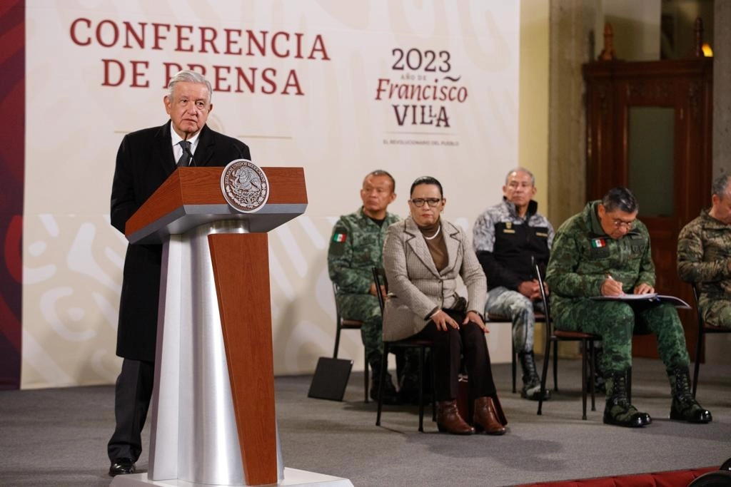 El presidente Andrés Manuel López Obrador durante la conferencia matutina en Palacio Nacional, en la Ciudad de México, el 7 de febrero de 2023. Foto Pablo Ramos