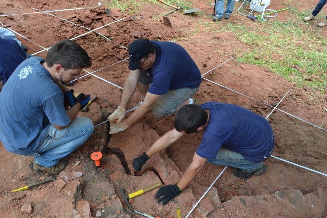 Arqueólogos recuperan fósiles de una nueva especie de dinosaurio descubierta en Cruzeiro do Oeste, Brasil. Foto Afp
