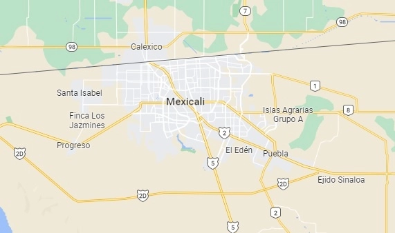 Los cuerpos en la fosa clandestina del Valle de Mexicali fueron hallados por las autoridades la tarde del viernes 27 de mayo. Captura de imagen de Google Maps