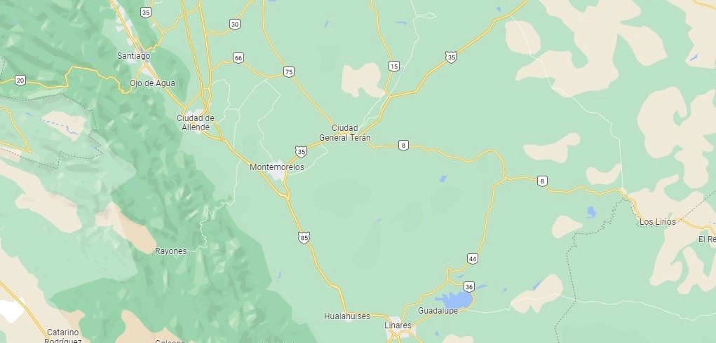 Se ha incumplido por más de 60 años la dotación de más de 9 mil hectáreas a ejidatarios de General Terán, NL. Foto Tomada de Google Maps