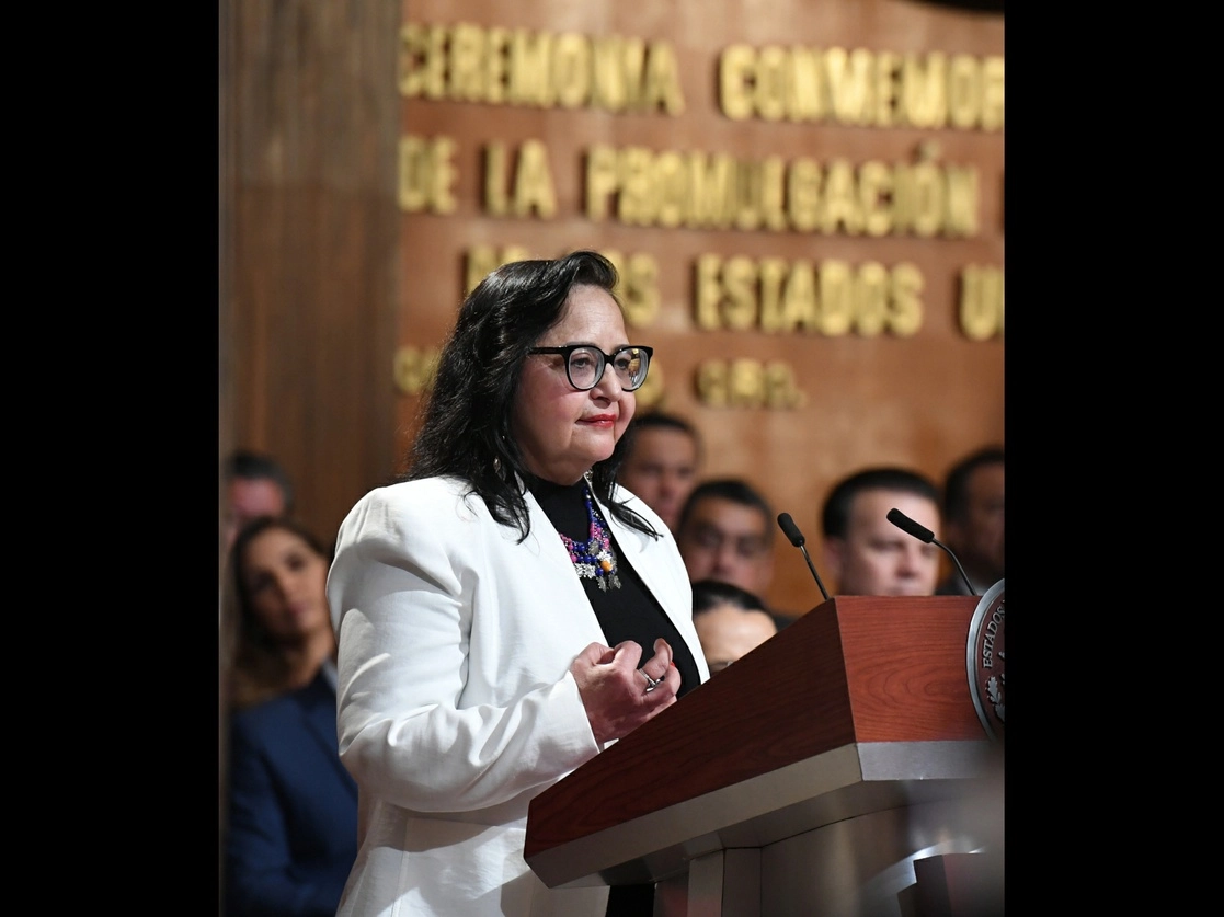 La ministra presidenta de la SCJN, Norma Piña, durante su discurso ayer en Querétaro. Foto ‘La Jornada’ 