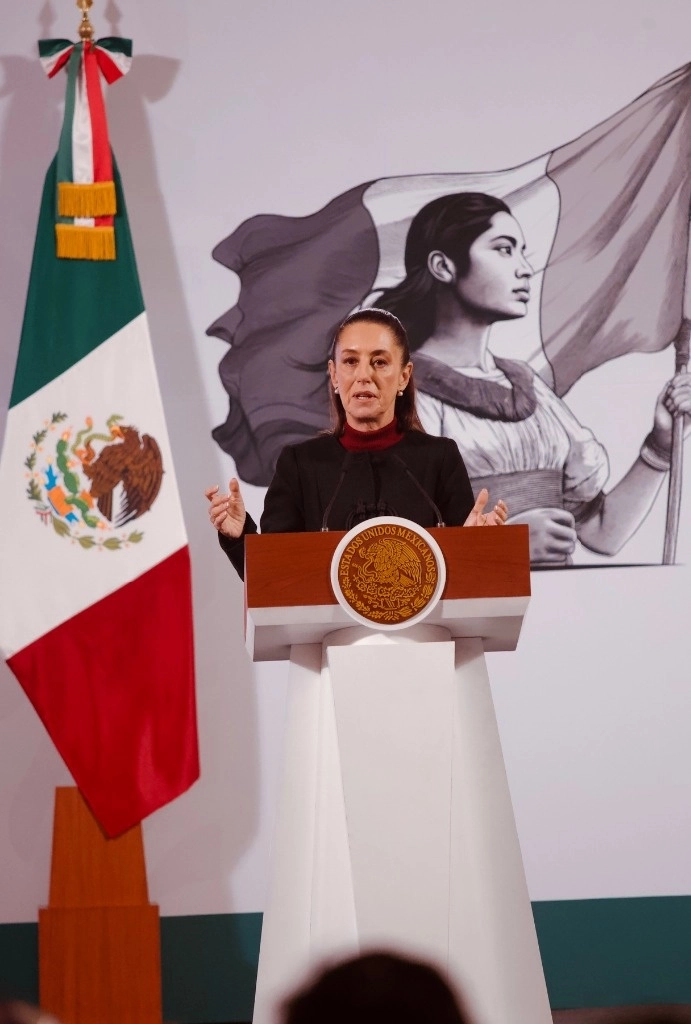 La Presidenta Claudia Sheinbaum Pardo ofrece la conferencia mañanera en el Salón Tesorería de Palacio Nacional, el 30 de diciembre de 2024. Foto María Luisa Severiano
