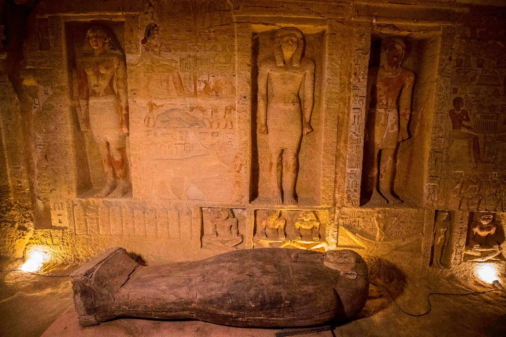 Sarcófago hallado en Egipto el pasado 3 de octubre. Foto Afp