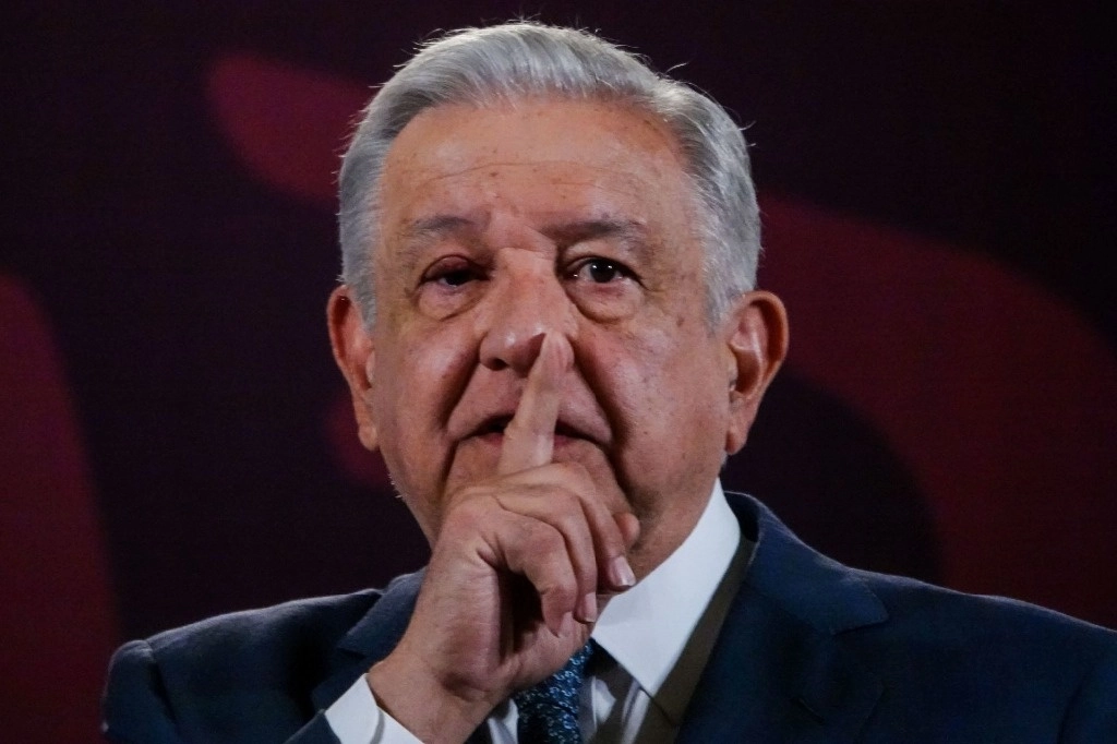 El presidente Andrés Manuel López Obrador durante su conferencia de prensa matutina desde Palacio Nacional, el 14 de febrero de 2024. Foto Cuartoscuro 