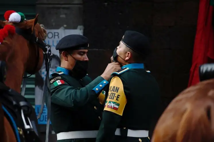 En esta ocasión solo participarán 671 elementos de las secretarías de la Defensa Nacional, Marina y Seguridad Pública, así como la Guardia Nacional debido a la pandemia de coronavirus, el 16 de septiembre de 2020. Foto Cristina Rodríguez
