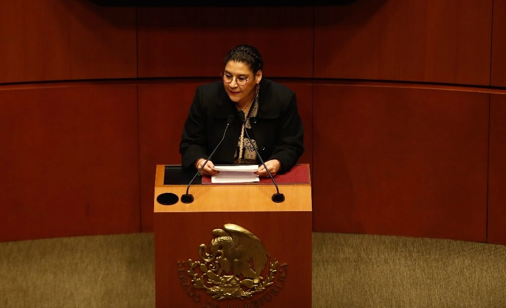  La abogada Lenia Batres Guadarrama, quien estaba dentro de la terna para elegir magistrada a la Suprema Corte de Justicia de la Nación, en el Senado, en la Ciudad de México, el 14 de diciembre de 2023. Foto Víctor Camacho