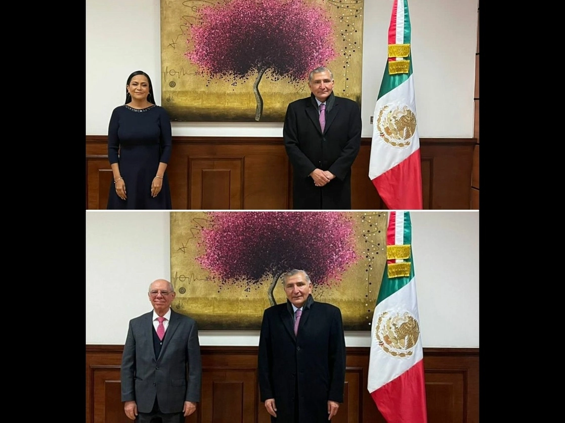 Ariadna Montiel Reyes, designada secretaria de Bienestar. Abajo, Carlos Morán Moguel, nuevo titular del AICM. El titular de la SG, Adán Augusto López Hernández, encabezó las ceremonias de toma de posesión. Fotos Cuartoscuro