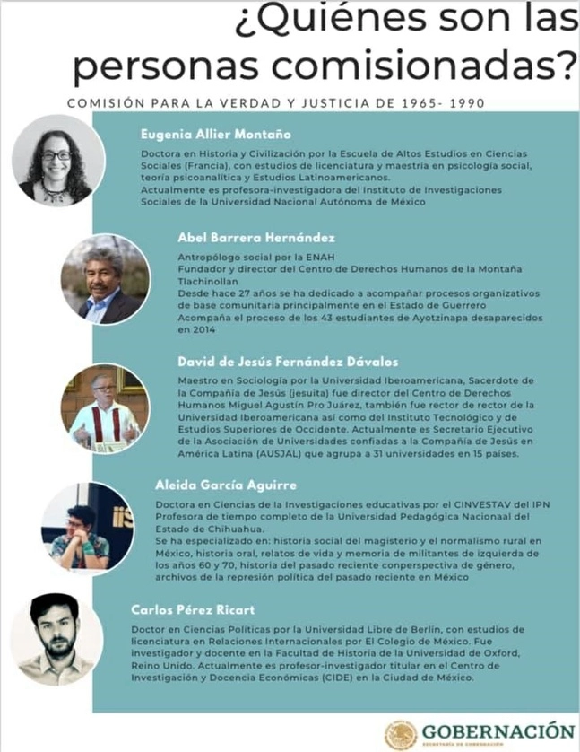 Son cinco los expertos que formarán parte de la Comisión por la Verdad y la Justicia en el caso de la "Guerra Sucia". Imagen Segob

