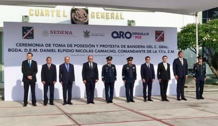 En imagen de archivo. toma de posesión y protesta de bandera del general de brigada, Diplomado de Estado Mayor, Daniel Elpidio Nicolás Camacho, comandante de la 17 Zona Militar con sede en Querétaro. Foto tomada del Twitter @tsjqro