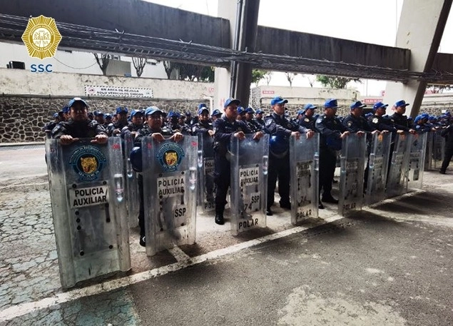 Más de 1,500 elementos se desplegaron en el Estadio Olímpico Universitario para resguarda el partido entre Pumas y Tigres. Foto SSC