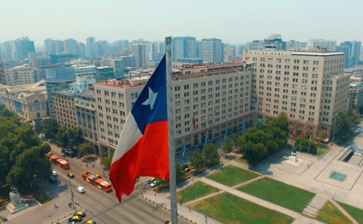 Bandera de Chile en imagen de archivo. Foto 