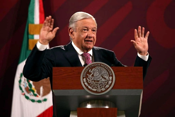 El presidente de México, Andrés Manuel López Obrador, durante su conferencia matutina en Palacio Nacional, en la Ciudad de México, el 29 de mayo de 2023. Foto María Luisa Severiano 