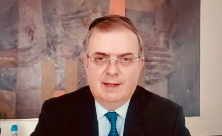 El canciller Marcelo Ebrard presidió la XVI Sesión Ordinaria del Consejo Consultivo de AMEXCID. Foto tomada de la cuenta de Twitter @ElenaBuylla
