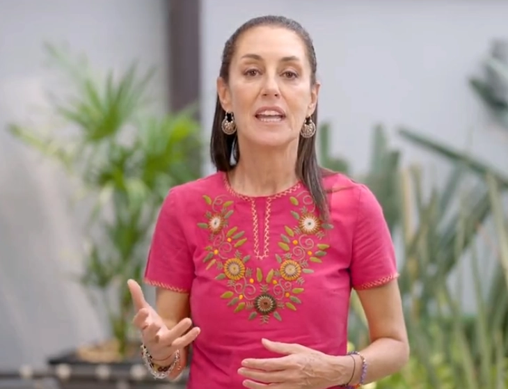 La coordinadora de los Comités de Defensa de la 4T, Claudia Sheinbaum durante su mensaje. Fotograma tomado del video publicado en redes sociales