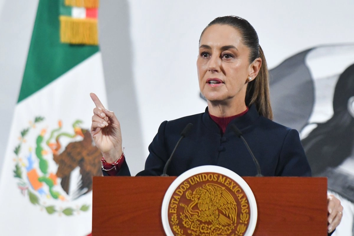 Claudia Sheinbaum, presidenta de México, durante su intervención en la conferencia matutina realizada en Palacio Nacional. 