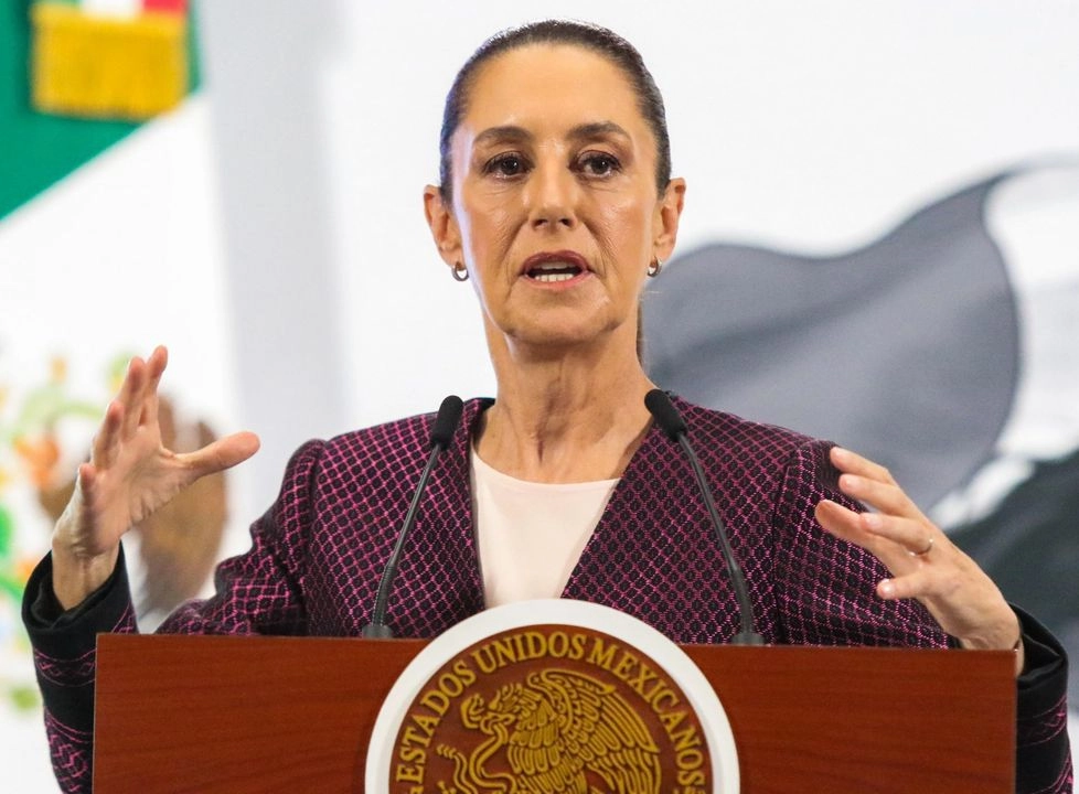 La presidenta Claudia Sheinbaum, durante su conferencia de este viernes 2 de mayo. 