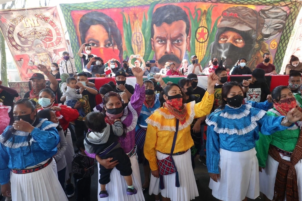 Integrantes de movimiento indígena en CDMX en imagen de archivo. Foto 
