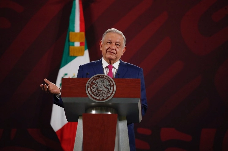 El presidente Andrés Manuel López Obrador, durante la conferencia matutina desde Palacio Nacional, el 20 de junio de 2023. Foto Cristina Rodríguez 