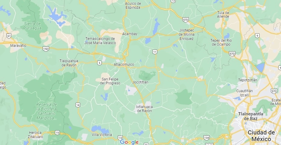 El presunto parricida fue detenido por policías de investigación de la FGJ CDMX en el municipio de Atlacomulco, estado de México. Foto Tomada de Google Maps