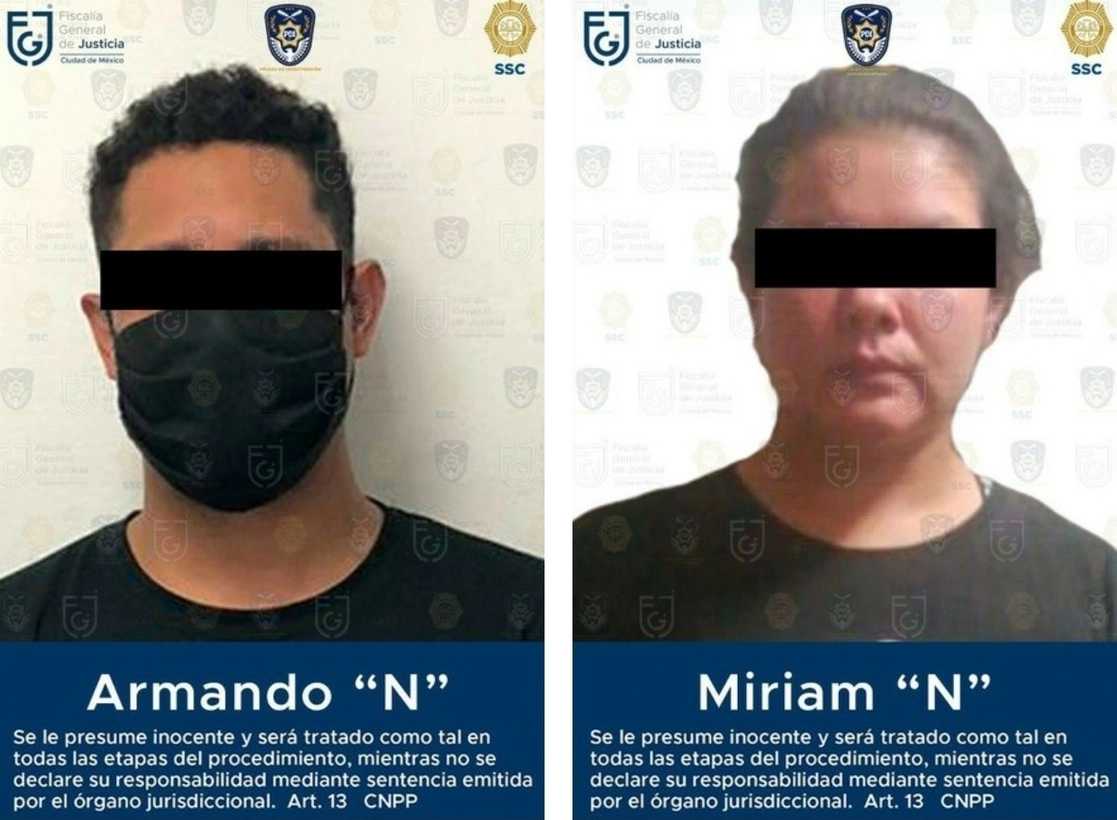 Armando “N” y Miriam “N”, quienes presuntamente habrían colocado una manta afuera de las oficinas de la subsecretaría de Sistema Penitenciario, con supuestas amenazas hacia su titular y sus trabajadores, fueron detenidos. Fotos cortesía de la SSC
