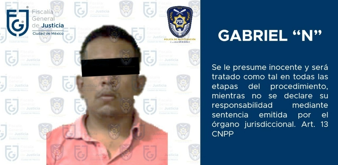 Ficha de Gabriel "n", dada a conocer por la FGJCDMX.