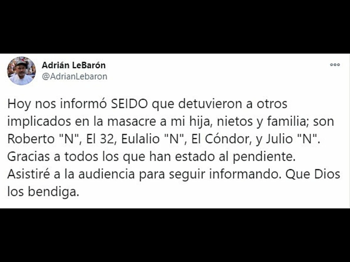Roberto, alias ‘El 32’ o ‘El Mudo’, identificado como líder estatal del grupo delincuencial ‘La Línea’ -brazo operativo del ‘cártel de Juárez’- y dos de sus guardaespaldas fueron detenidos por militares y elementos de la Guardia Nacional en el municipio de Casas Grandes. Imagen tomada del Twitter de @AdrianLebaron