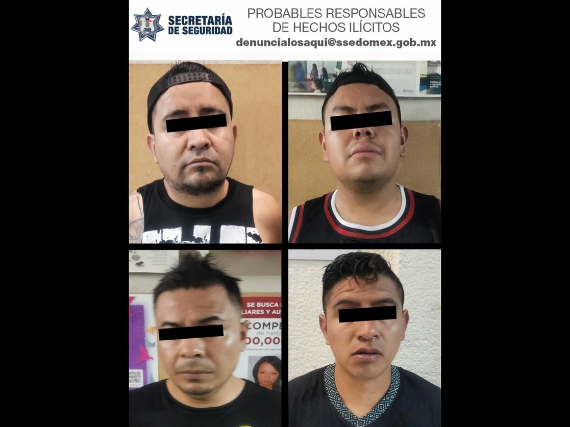 Cuatro sujetos que habrían participado en el ataque armado que sufrió Carlos Benítez Sánchez, empresario y ex candidato al gobierno de Cuautla, Morelos, fueron detenidos durante un operativo en Tepetlixpa, Estado de México. Foto tomada del Twitter de @SS_Edomex
