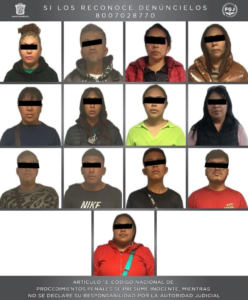 Algunos de los detenidos. Foto Fiscalía Edomex