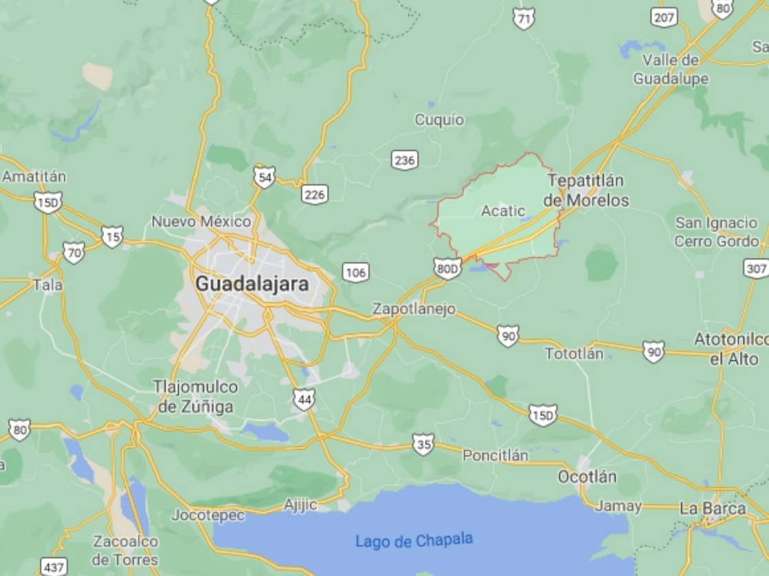 Los policías pertenecían al municipio de Acatic, Jalisco. Imagen tomada de Google Maps