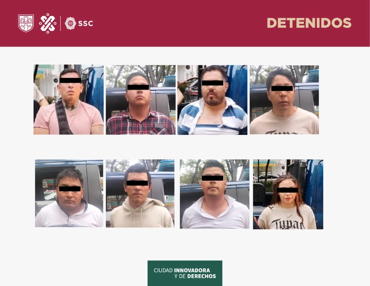 Presuntos integrantes de la Unión de Tepito tras su captura. Foto SSC-CDMX 