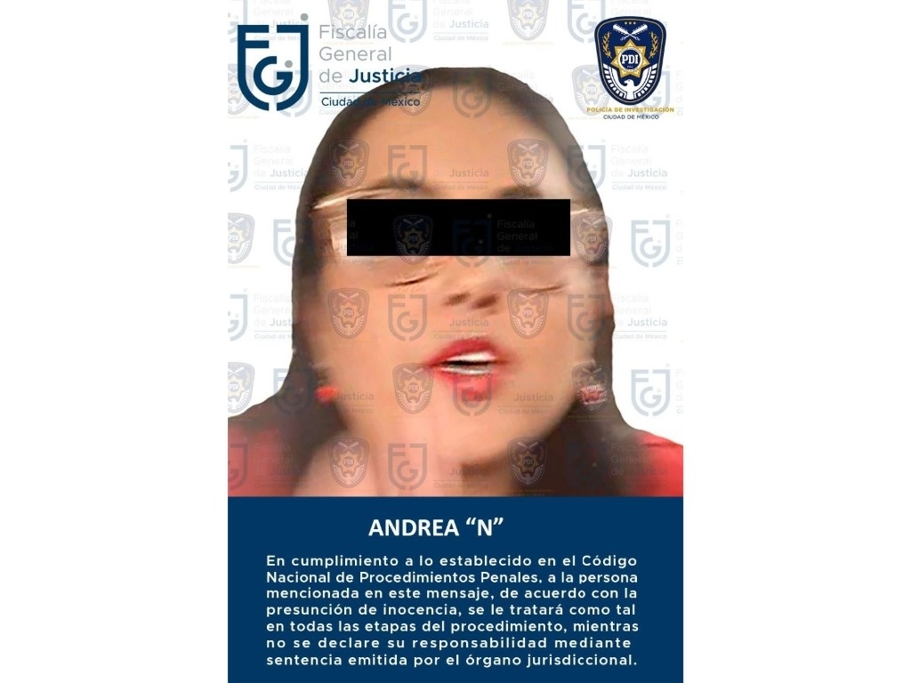 Tras ejecutarse el mandamiento judicial, fue puesta a disposición del juez de control que la requería, quien definirá su situación jurídica. Foto FGJ CDMX