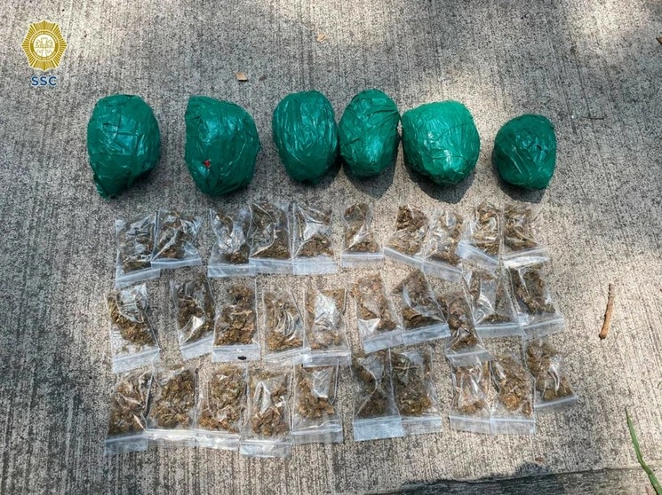 Además de la droga se les aseguró el vehículo donde viajaban. Foto SSC