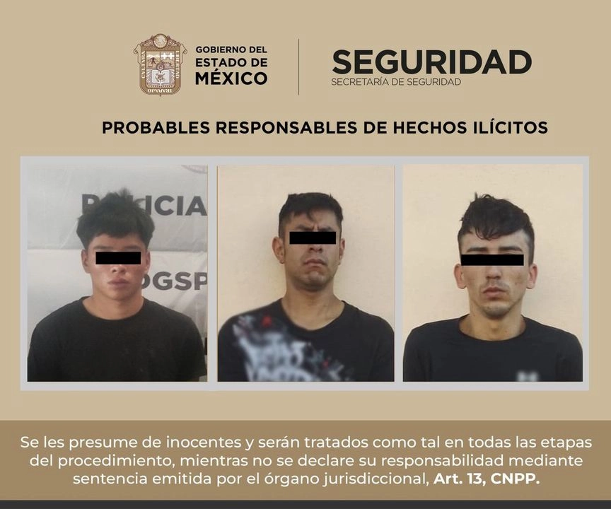 Elementos estatales de Seguridad junto a policías municipales detuvieron en Ocuilan a cuatro sujetos, uno de ellos menor de edad, relacionados al homicidio de Alejo Cedillo Cedillo, primer regidor del municipio mexiquense. Foto Tomada de X 