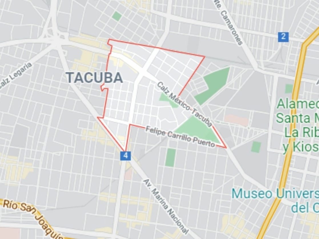 Los policías detuvieron a los dos hombres como resultado del dispositivo de seguridad que realizaron en el cruce de la calzada México-Tacuba y la calle Felipe Carrillo Puerto, en la colonia Popotla, en la Ciudad de México. Foto tomada de Google Maps

