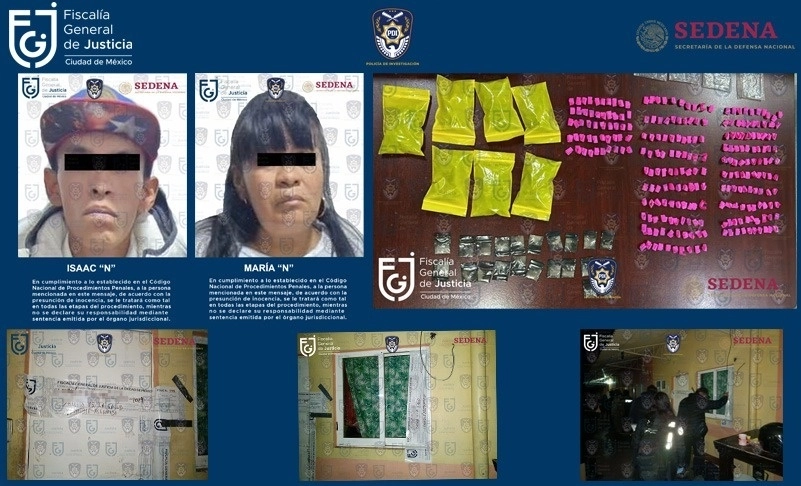Detienen a dos por posesión de droga en la colonia Anáhuac, en la Ciudad de México, el 25 de enero de 2024. Foto cortesía FGJ CDMX