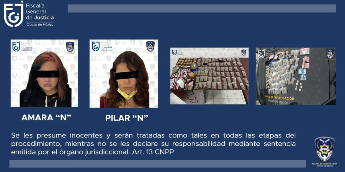 Las mujeres fueron detenidas en las inmediaciones del parque Luis Pasteur, ubicado a un costado del Senado, en la colonia Tabacalera. Foto FGJCDMX