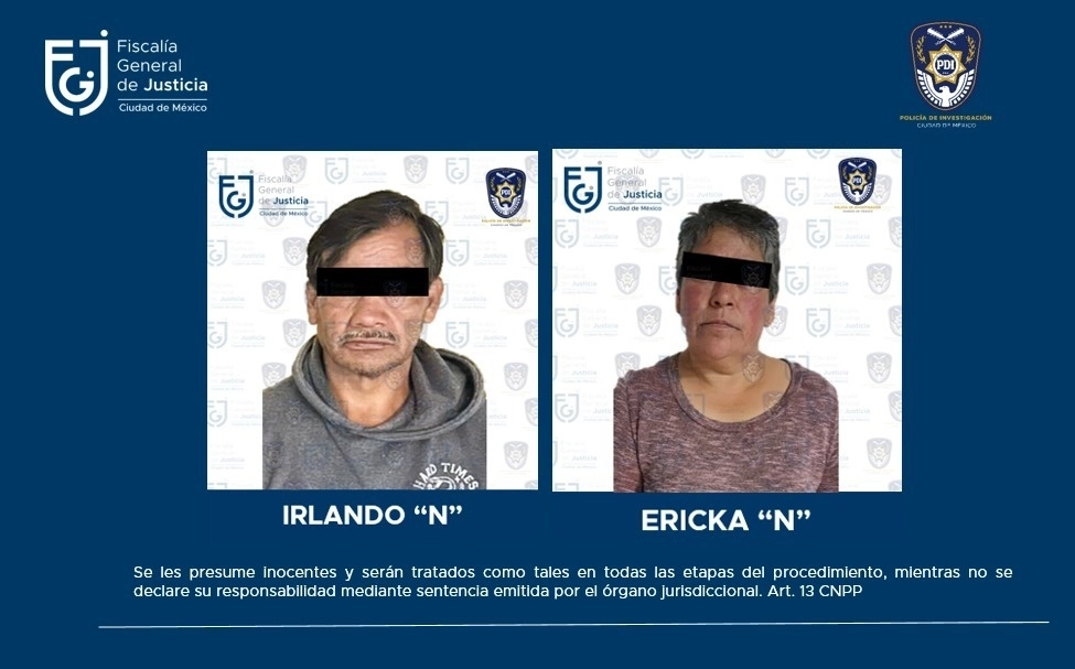 Ficha con las fotografías de los presuntos inocentes de tentativa de feminicidio y secuestro, el 25 de enero de 2024. Foto Fiscalía capitalina 