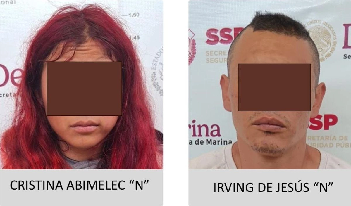 Cristina Abimelec N e Irving de Jesús N fueron detenidos por elementos de la Policía Ministerial adscritos a la Fiscalía Regional Xalapa. Foto 