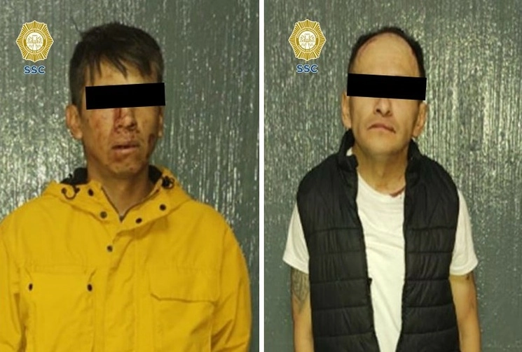 Policías capitalinos detuvieron a dos hombres señalados como posibles responsables de lesionar con un arma punzocortante a cuatro ciudadanos, uno de los cuales perdió la vida. Foto SSC