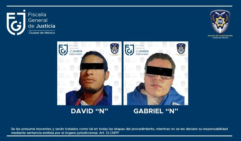Imagen de los detenidos difundida por la Fiscalía General de Justicia de la CDMX.