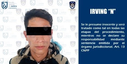 Irving Jonathan Herrera Sánchez, El Irving, uno de los principales líderes de la organización delincuencial la Unión Tepito. Foto @FiscaliaCDMX