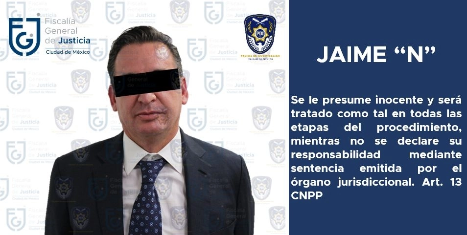 Agentes de investigación de la FGJ-CDMX ejecutaron una orden de aprehensión contra Jaime "N". Foto cortesía de la FGJ-CDMX