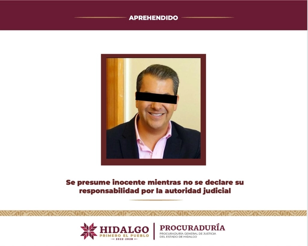 De acuerdo al Registro Nacional de Detenciones, Eleazar García fue detenido a las 12.30 horas de la tarde del sábado en la calle Chabacano, de la colonia Ampliación Santa Julia, de Pachuca. Foto X @PGJE_Hidalgo
